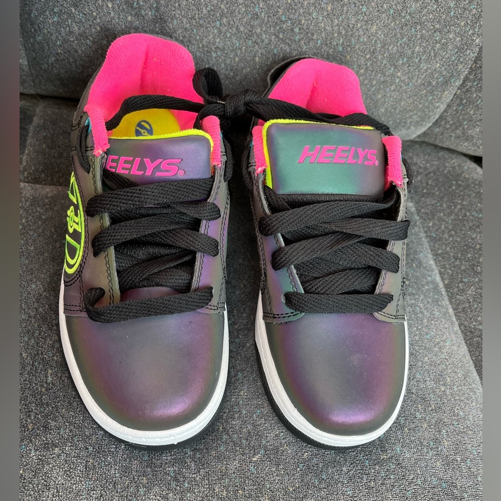 Girls Heelys Black Reflective/Neon Yellow/Neon Pink